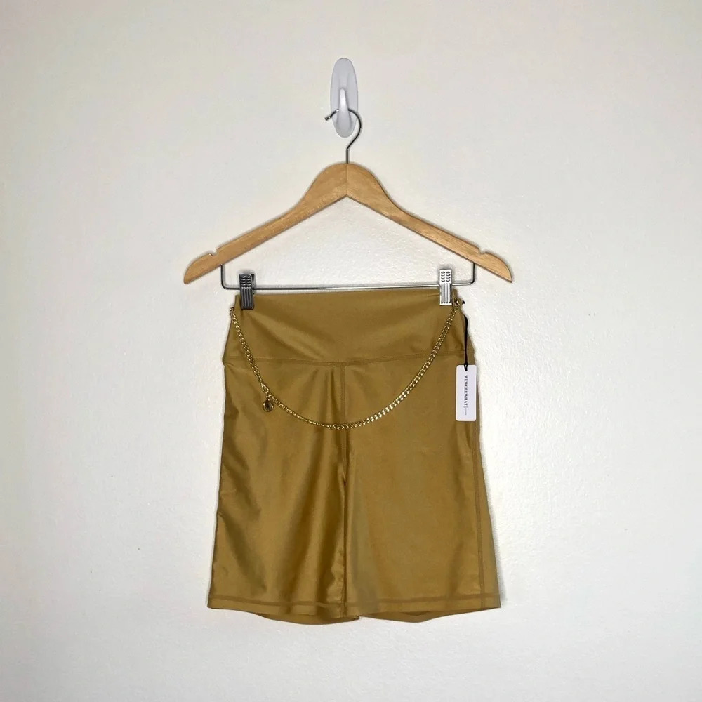 NWT WeWoreWhat Gold Chain Bike Shorts Medium - Picture 2 of 9